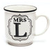 Mrs L White and Black Alphabet Mug Mugs FabFinds   