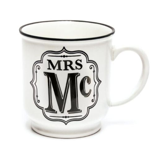 Mrs MC White and Black Alphabet Mug Mugs FabFinds   