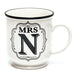 Mrs N White and Black Alphabet Mug Mugs FabFinds   