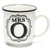 Mrs O White and Black Alphabet Mug Mugs FabFinds   