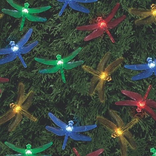 Dragonfly Solar Fairy Lights 20 LED Assorted Colours Solar Lights FabFinds Multicoloured  