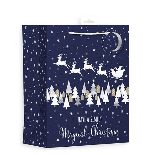 Navy Midnight Landscape Christmas Gift Bag Medium Christmas Gift Bags & Boxes Anker   