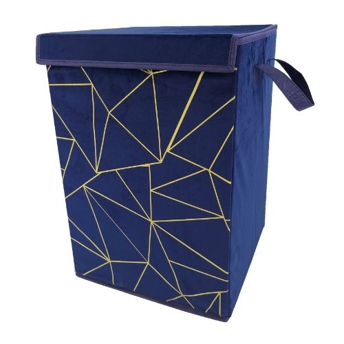 Home Collection Velvet Laundry Box Assorted Colours Storage Boxes Home Collection Navy  