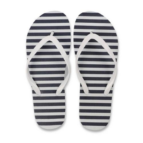 Blue White Nautical Stripe Pattern Flip Flops Assorted Sizes Summer FabFinds 3-4  
