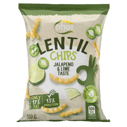 Oho Lentil Chips Jalapeno & Lime 100g FabFinds