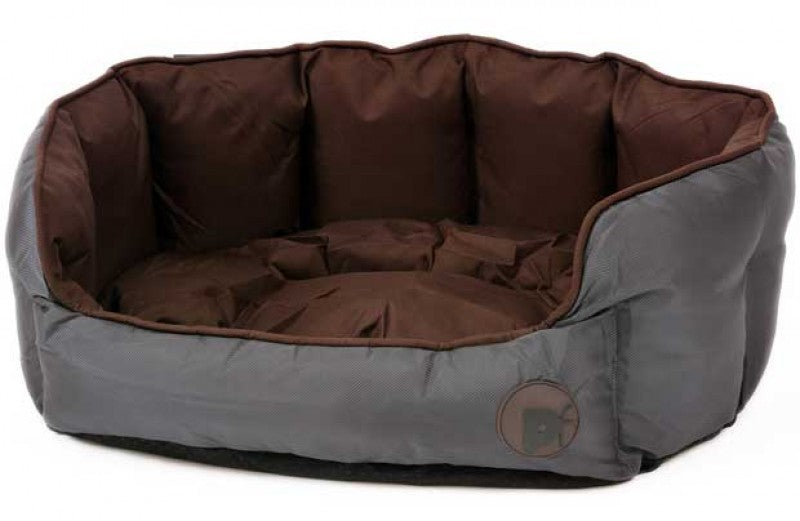Petface Waterproof Oxford Oval Bed Medium - Chocolate Dog Beds Petface   
