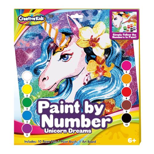 Paint By Number Kit Unicorn 1 Canvas 10 Paints & Brush Age 6+