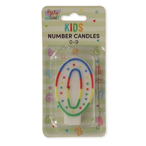 Party Time Kids Number Birthday Candles 0-9 Birthday Candles PS Imports No.0  