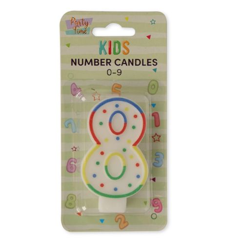 Party Time Kids Number Birthday Candles 0-9 Birthday Candles PS Imports No.8  