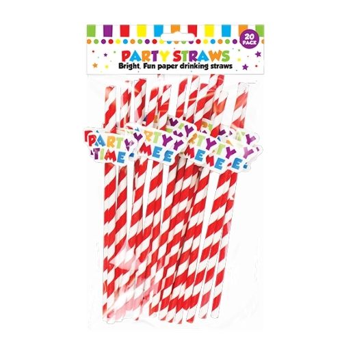 Party Time Novelty Paper Straws Pack Of 20 Kids Accessories FabFinds   
