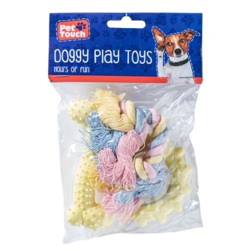 Pastel Puppy Play Assorted Rubber Dog Toys 3 Pack Dog Toys Pet Touch Yellow  