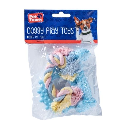 Pastel Puppy Play Assorted Rubber Dog Toys 3 Pack Dog Toys Pet Touch Blue  