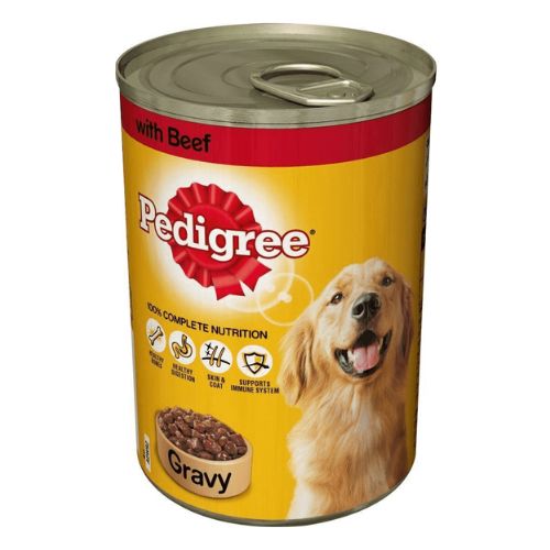 Pedigree Beef In Gravy Tinned Wet Dog Food 400g Dog Food Pedigree   