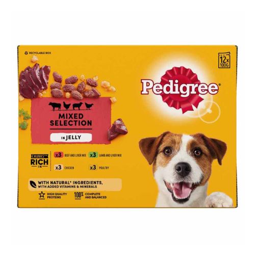 Pedigree Mixed Selection In Jelly Dog Food Pouches 12x100g Dog Food Pedigree   