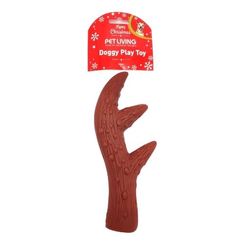 Pet Living Christmas Squeak Antler Doggy Toy - Assorted Colours Christmas Gifts for Dogs Pet Living Brown  
