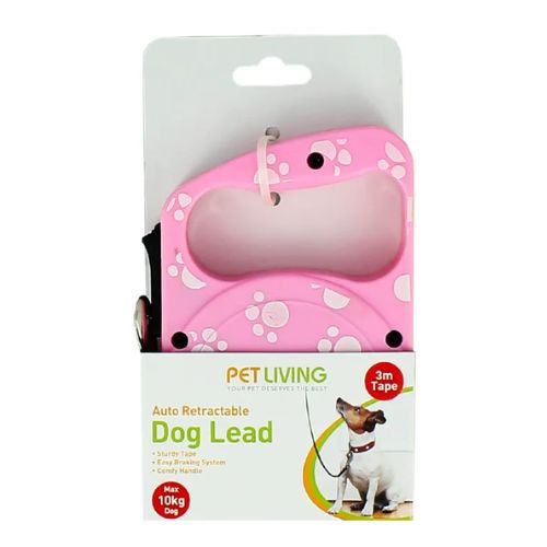 Pet Living Auto Retractable Pink Dog Lead 3M Petcare Pet Living   
