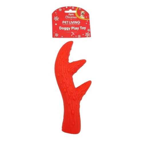 Pet Living Christmas Squeak Antler Doggy Toy - Assorted Colours Christmas Gifts for Dogs Pet Living Red  