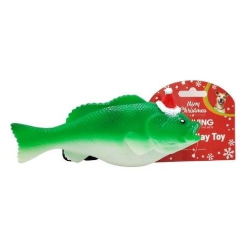 Pet Living Christmas Squeaky Fish Doggy Toy Christmas Gifts for Dogs Pet Living Green  