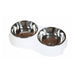 Hounds Melamine Paw Print Stainless Steel Dog Bowl Assorted Sizes & Colours Dog Accessories Hounds White Twin Medium 25cm  