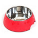 Hounds Melamine Paw Print Stainless Steel Dog Bowl Assorted Sizes & Colours Dog Accessories Hounds Red Single 22cm  