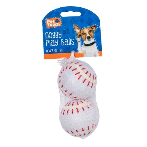 Pet Touch Doggy Play Balls Assorted Designs Dog Toys Pet Touch Baseball  