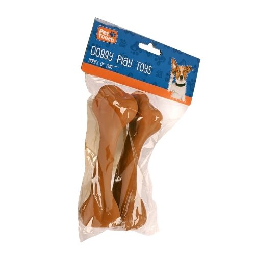 Squeaky Bone Dog Toy 2 Pack Assorted Colours