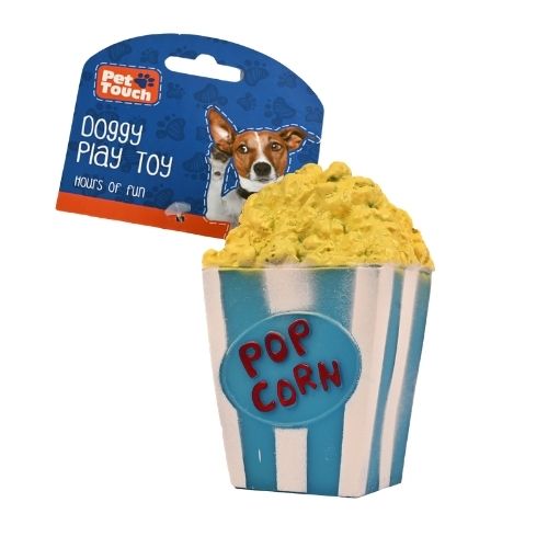Popcorn Squeaky Toy Assorted Colours Dog Toys FabFinds Blue  