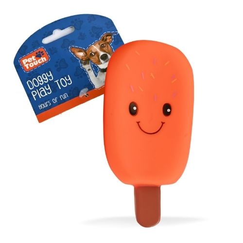 Squeaky Ice Lolly Dog Toy Assorted Colours Dog Toys Pet Touch Orange Zest  