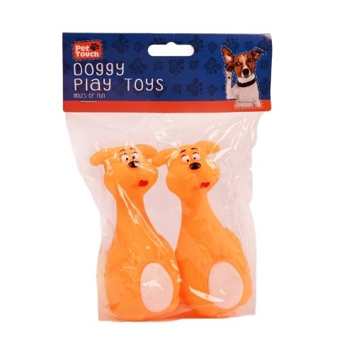 Squeaky Doggy Animal Pet Toy 2 Pack Dog Toys Pet Touch Orange  