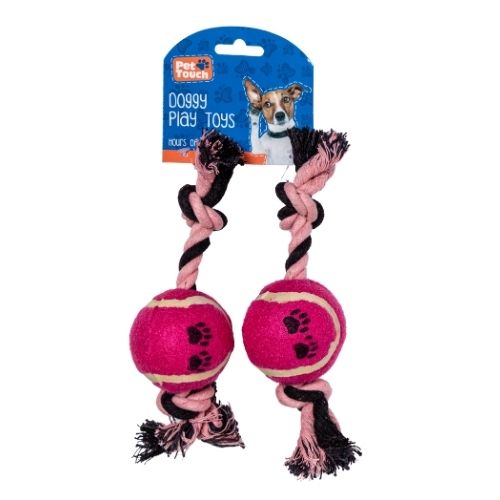 Pet Touch Rope Dog Toy With Ball 2 Pack Dog Toys Pet Touch Pink  