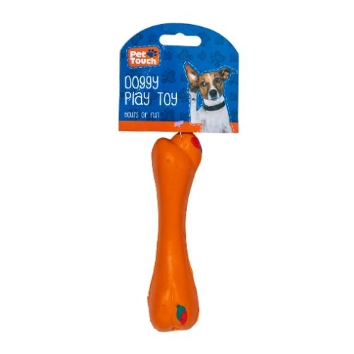 Pet Touch Rubber Dog Toy Assorted Designs Dog Toys Pet Touch Orange Bone  