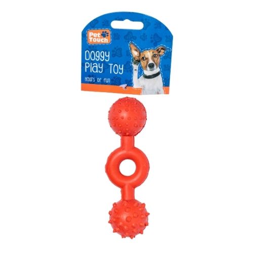 Pet Touch Rubber Dog Toy Assorted Designs Dog Toys Pet Touch Red Treat Ball Toy  