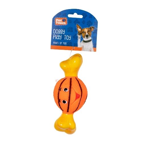 Pet Touch Squeaky Sport Bone Dog Toy Assorted Colours Dog Toys Pet Touch Orange Basketball  