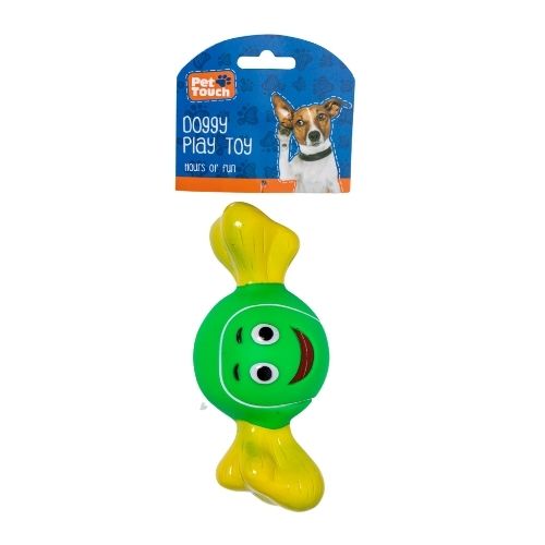 Pet Touch Squeaky Sport Bone Dog Toy Assorted Colours Dog Toys Pet Touch Green Tennis Ball  