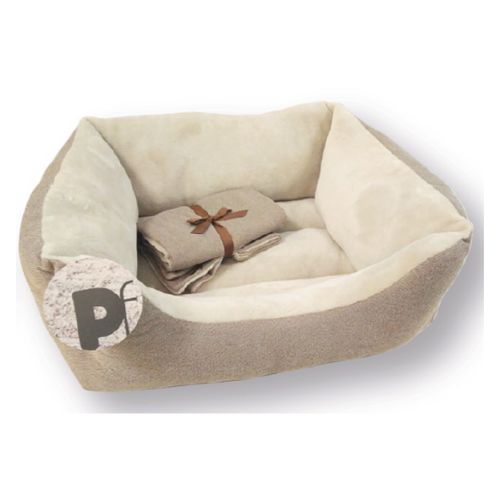 Petface Beige and Brown Pet Bed With Blanket Dog Beds Petface   