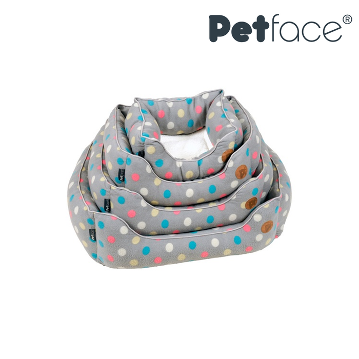 Petface Large Multi Spot Fleece Square Dog Bed Dog Beds Petface   