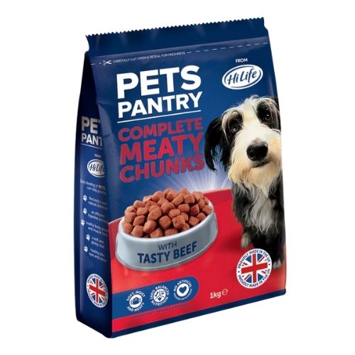 Pets Pantry Complete Meaty Chunks With Beef Dog Food 1kg Dog Food & Treats Hi Life   