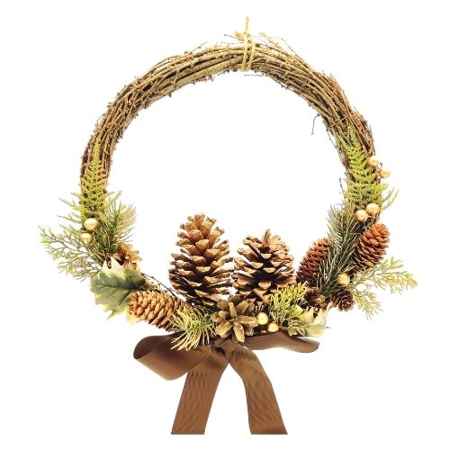 Pinecone and Foliage Rustic Christmas Wreath 35cm Christmas Garlands, Wreaths & Floristry The Satchville Gift Company   