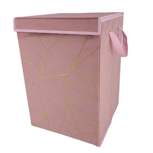Home Collection Velvet Laundry Box Assorted Colours Storage Boxes Home Collection Pink  