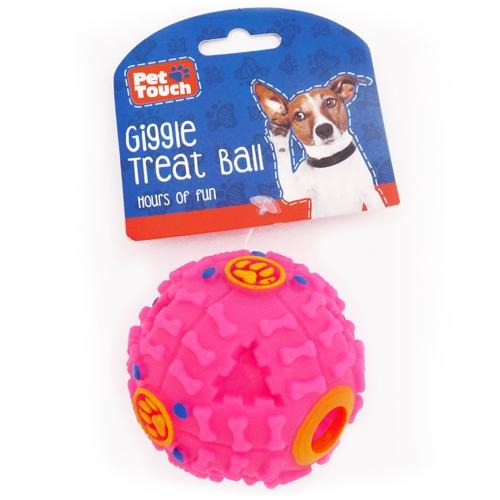 Pet Touch Giggle Treat Dog Ball Assorted Colours Dog Toys Pet Touch Pink  