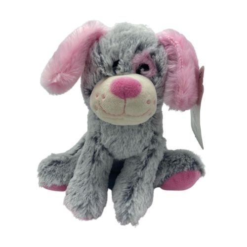 Pink and Grey Plush Soft Kids Dog Toy Toys FabFinds   
