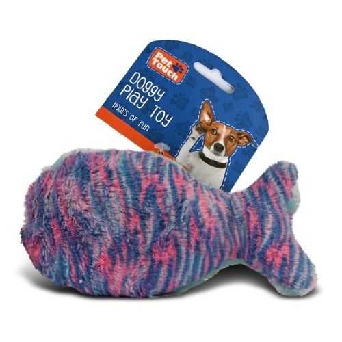 Pet Touch Colourful Plush Doggy Play Toys Assorted Designs Dog Toys Pet Touch Fish-Purple  