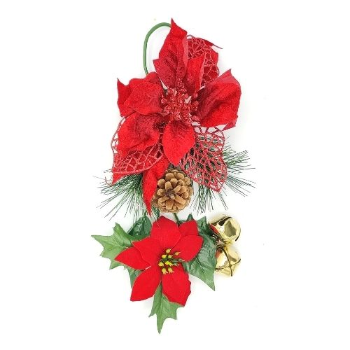 Poinsettia Glitter Christmas Decoration Christmas Garlands, Wreaths & Floristry FabFinds Red  