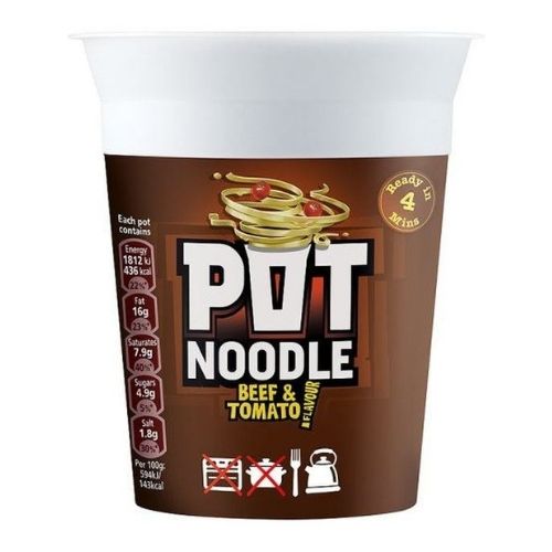 Pot Noodle Beef & Tomato Flavour 90g Pasta, Rice & Noodles Pot Noodle   