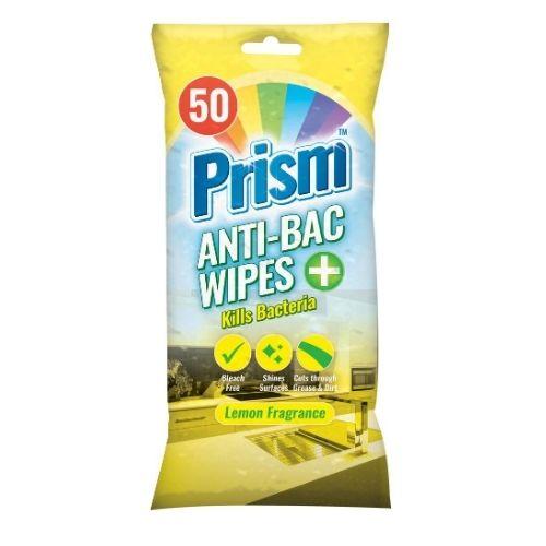 Prism Anti-Bac Wipes Lemon 50's Kitchen & Oven Cleaners Prism   