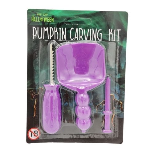 Pumpkin Carving Kit Assorted Colours Halloween Accessories FabFinds Purple  