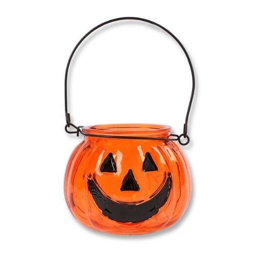 Glass Pumpkin Tealight Holder Halloween Decorations FabFinds   