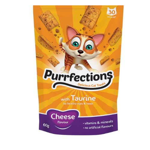 Purrfections Cat Treats Cheese Flavour 60g Cat Treats Purrfections   
