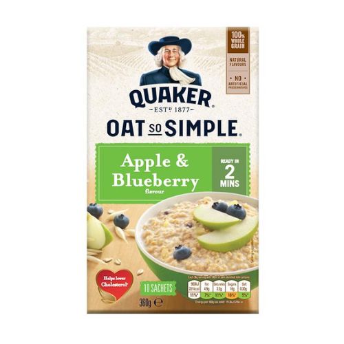 Quaker Oat So Simple Apple & Blueberry 10 Sachet 360g Oats, Grits & Hot Cereal Quaker   