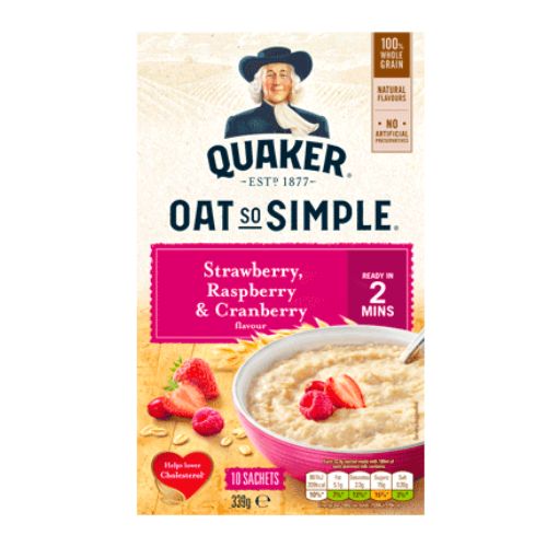 Oat So Simple Strawberry, Raspberry & Cranberry 10 Pk 339g Oats, Grits & Hot Cereal Quaker   